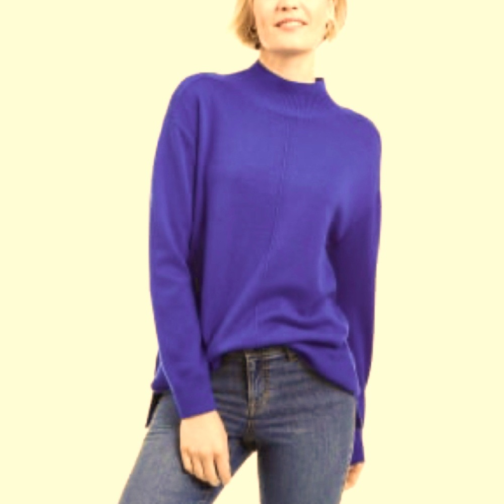 433M NWT Karen Scott Ribbed Mock‎ Neck Seam Detail Sweater - Size: 1X